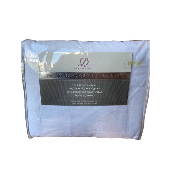 Danjor Linens Platinum 1800 Collection 6 Piece Sheet Set - King, Ice Blue/Gray - Picture 1 of 4